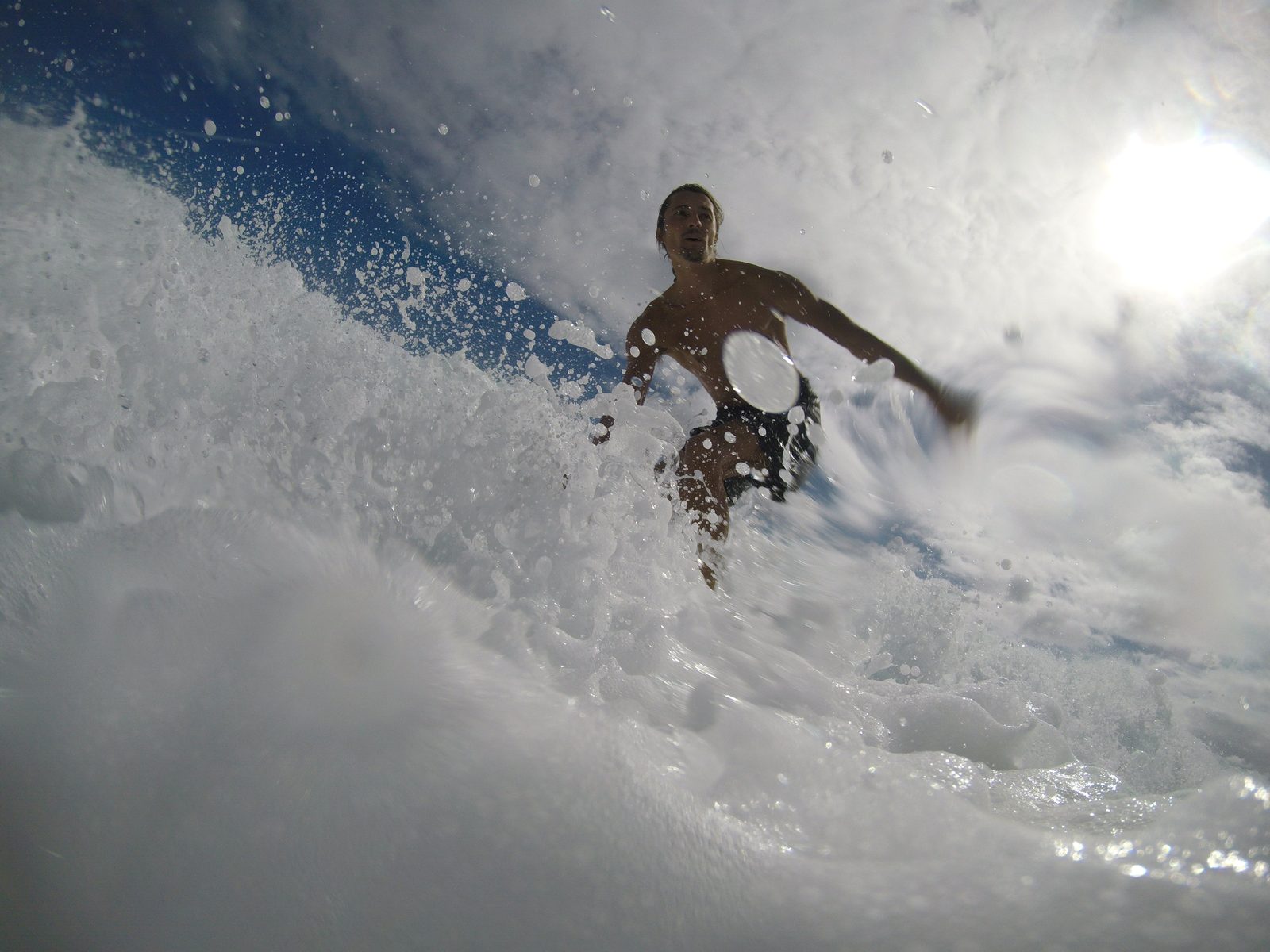 In the whitewater of a breaking wave